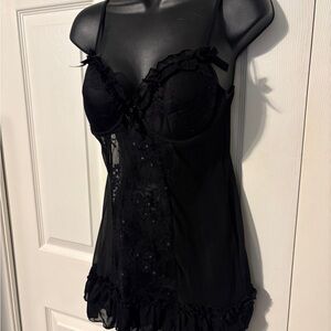 Black Lace & Mesh Babydoll Chemise